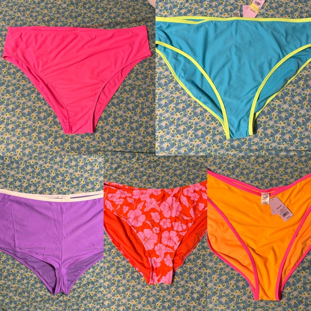 Wild Fable Lot of 5 pairs of bikini bottoms. Womens plus size 3X multi color